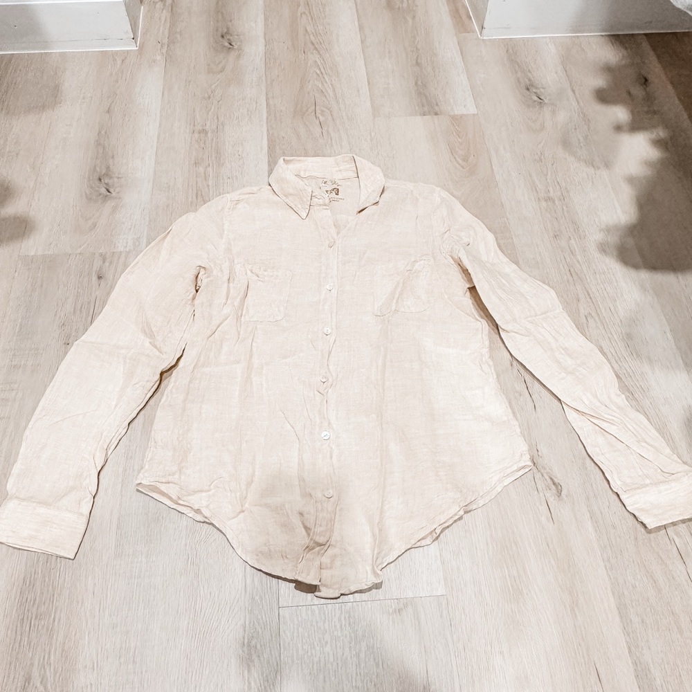 Lilly Pulitzer Tan Linen Top Longsleeve